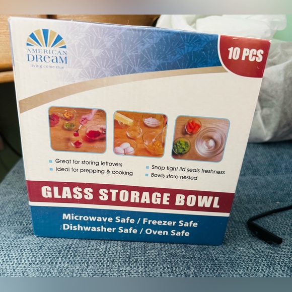 American Dream Glass Storage Bowl Set NIB - Picture 3 of 5